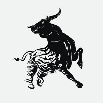 bull rampage fire burning concept 