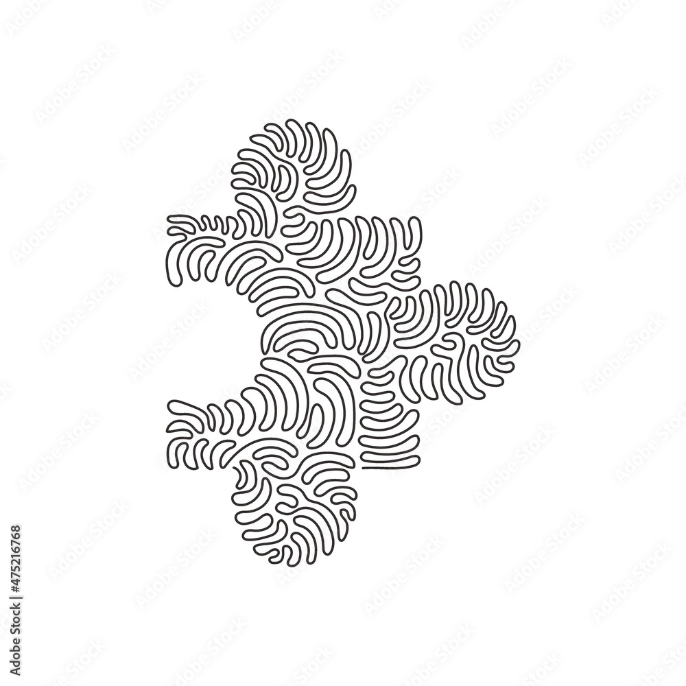Poster single one line drawing puzzle flat icon. thin line signs logo. outline symbol for web design or mob