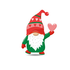Cute Gnome holding a shape of heart