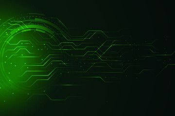 Green circuit board technology animated background. vectoral illustration