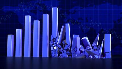 Financial rubric, economic distress. 3D illustration