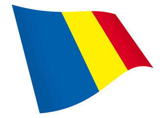 Romania waving flag graphic isolated on white with clipping path 3d illustration