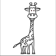 Cute giraffe with black color, good for kids coloring book