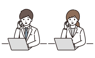 薬剤師 医師 男性 女性 オンライン診察 笑顔