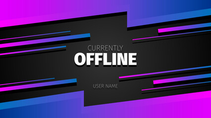 Fototapeta na wymiar offline streaming banner design with blue and pink color on black background