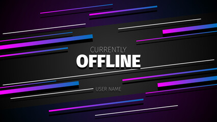 offline streaming banner design with blue and pink color on black background