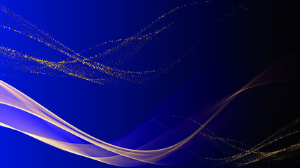 Luxury golden wave background with blue and black color premium vectoral illustration for celebrate