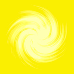 A white twisted galaxy on a yellow background. Yellow abstraction with a drawing in the center. A bright galaxy.