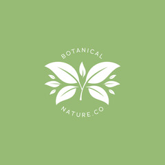 Botanical herbal natural logo template with big leaves
