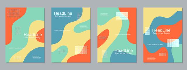 Modern geometric style trendy business flyer, booklet, brochure cover vector design templates collection. A4 format