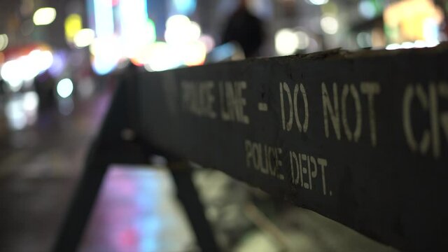 Police road block barrier on streets