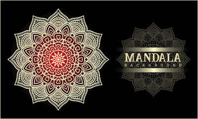 Simple Art  Mandala for coloring book page, black background vector illustration Vintage decoration elements

