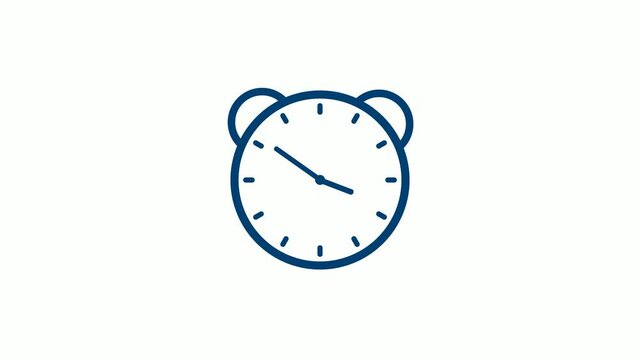 New counting down alarm clock isolated, Alarm clock animated on white background