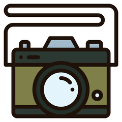 camera blue line icon