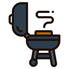 grill food blue line icon