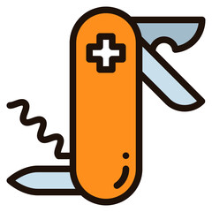 pocket knife blue line icon