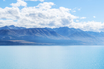 Panoramic Scenery Lake Pukaki, Mount Cook Mackenzie Region, South Island New Zealand