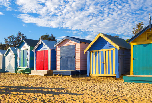 Colorful Beach House at Brighton Beach in Melbourne Australia