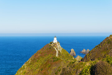 Fototapeta na wymiar Panoramic View of Nugget Point Lighthouse, Nugget Point South Island New Zealand
