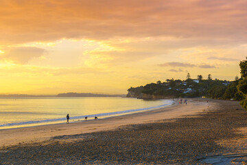 Sunrise Time at Takapuna Beach Auckland New Zealand - During Low Tide