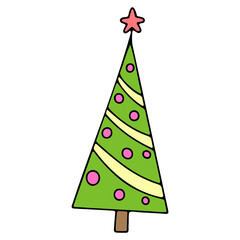 Vector Christmas tree icon, Christmas decoration, decor