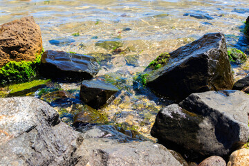 Stony shore of the Black  sea in Bulgaria
