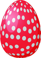 Red Easter egg with white dot pattern design vector