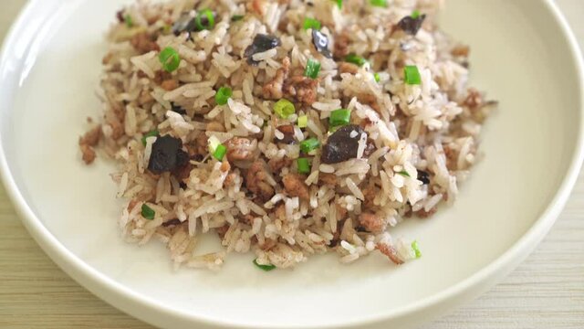 Fried Rice with Chinese Olives and Minced Pork - Asian food style