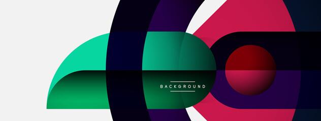 Geometric abstract background. Round shapes, circles, lines composition for wallpaper banner background or landing page