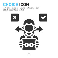 Choice icon vector with glyph style isolated on white background. Vector illustration selection sign symbol icon concept for business, finance, industry, company, web, apps, ui, ux and project
