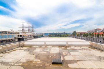 Beautiful view of the port in Lisbon, Portugal