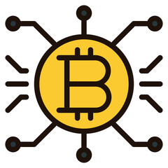 cryptocurrency blue line icon