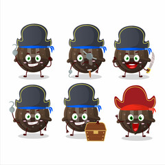 Cartoon character of chocolate gummy candy H with various pirates emoticons