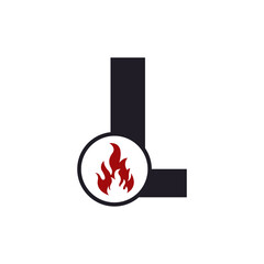Initial Letter L with Flame Fire Logo Design Inspiration