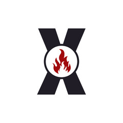 Initial Letter X with Flame Fire Logo Design Inspiration
