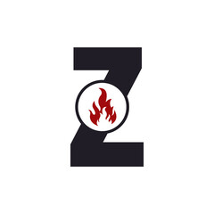 Initial Letter Z with Flame Fire Logo Design Inspiration
