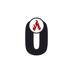 Number 0 with Flame Fire Logo Design Inspiration