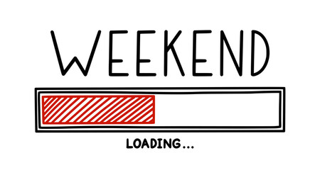 Weekend loading bar. Infographics design element with status of week completion. Hand drawn vector illustration isolated in white background
