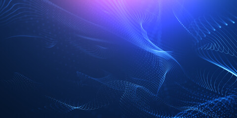 Abstract particular digital background hi-tech and scientific technology data line connect. particular wave dynamic mesh big data technology illustration background. 3d render particular line bg.