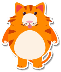 Chubby cat animal cartoon sticker