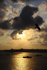 Istanbul, Turkey. Sunset on the sea. 