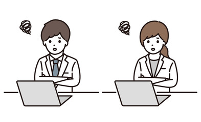 薬剤師 医師 男性 女性 白衣 腕組み