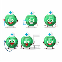 Doctor profession emoticon with green gummy candy F cartoon character