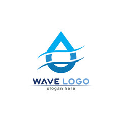 Water wave icon vector logo business and design 