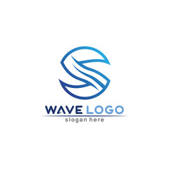 Water wave icon vector logo business and design 