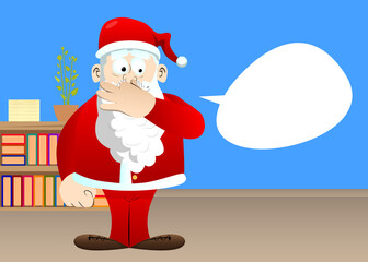 Santa Claus in his red clothes with white beard holding his nose because of a bad smell. Vector cartoon character illustration.