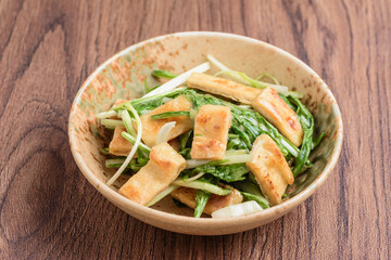 水菜と油揚げの味噌和え