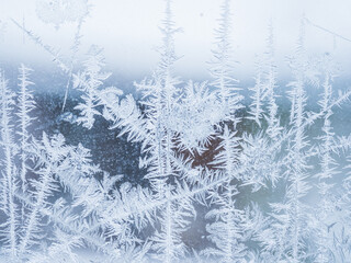 winter frozen glass covered with frost