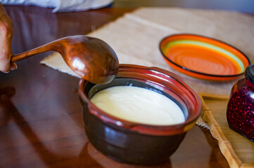 Home-made yogurt, high-quality cheese