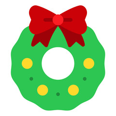 christmas wreath flat icon